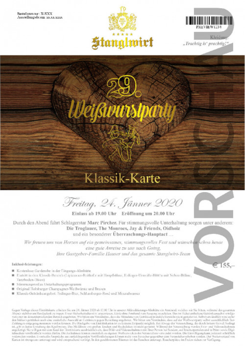 Weißwurstparty Klassik-Karte 2020